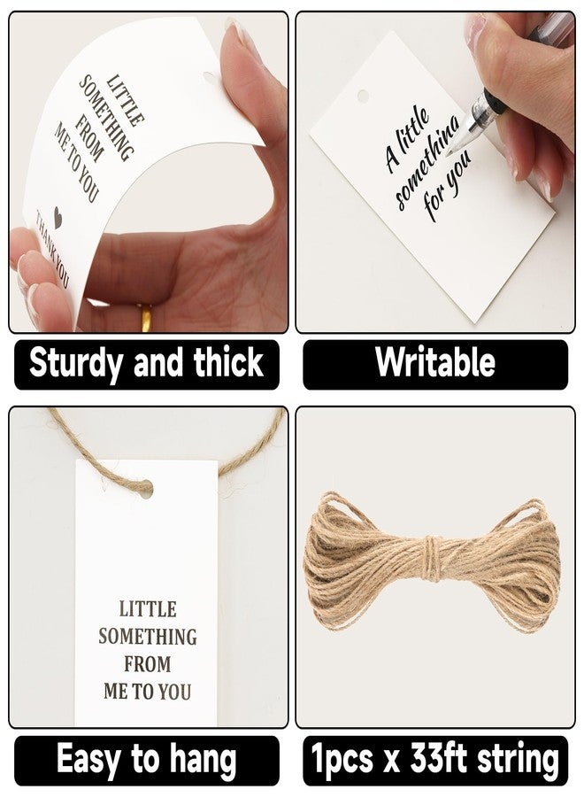 g2 بلس مجموعة G2PLUS من 50 بطاقة شكر - أبيض وأسود، بطاقات هدايا ورقية صغيرة مكتوب عليها "هدية صغيرة مني إليك" مع خيط، مثالية لتغليف الهدايا، والأعمال اليدوية، وحفلات الزفاف، وتوزيعات الحفلات. - Image 3